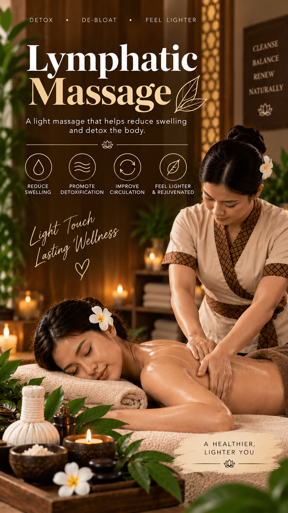 Gentle lymphatic drainage massage