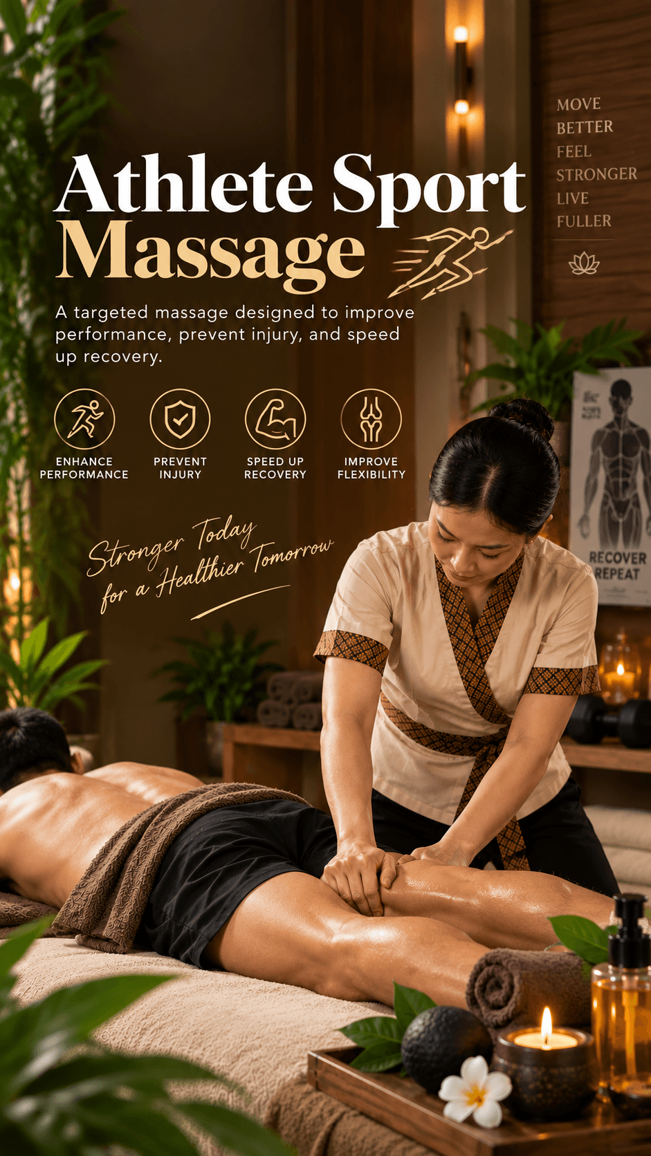 Sports massage on an athlete's leg
