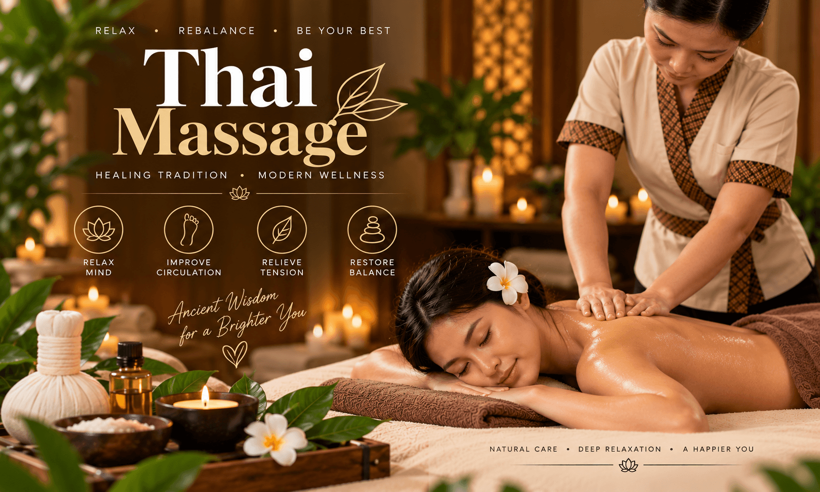 Therapist performing a traditional Thai massage