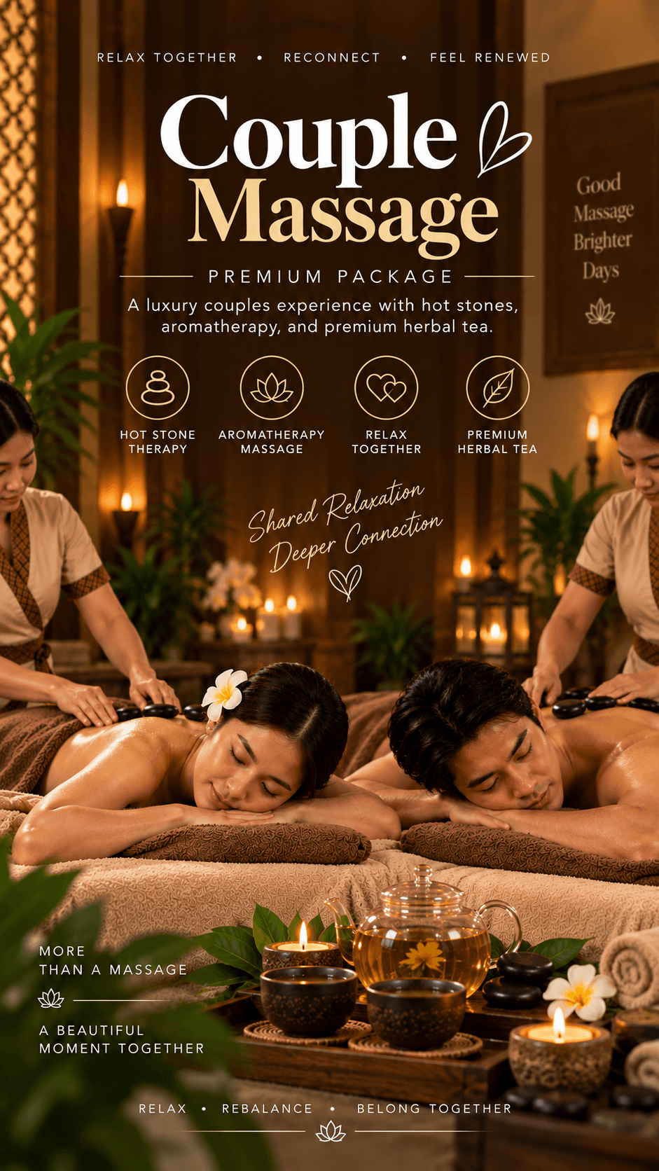 Couple enjoying a massage side by side
