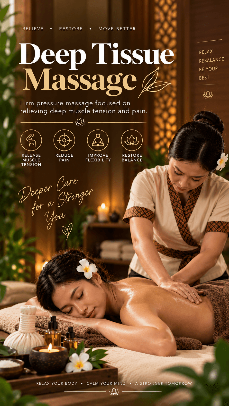 Deep tissue massage on the back