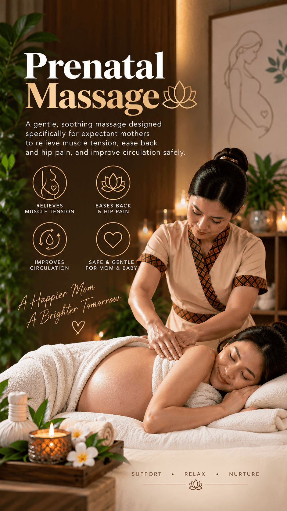 Pregnancy massage in a supported side-lying position
