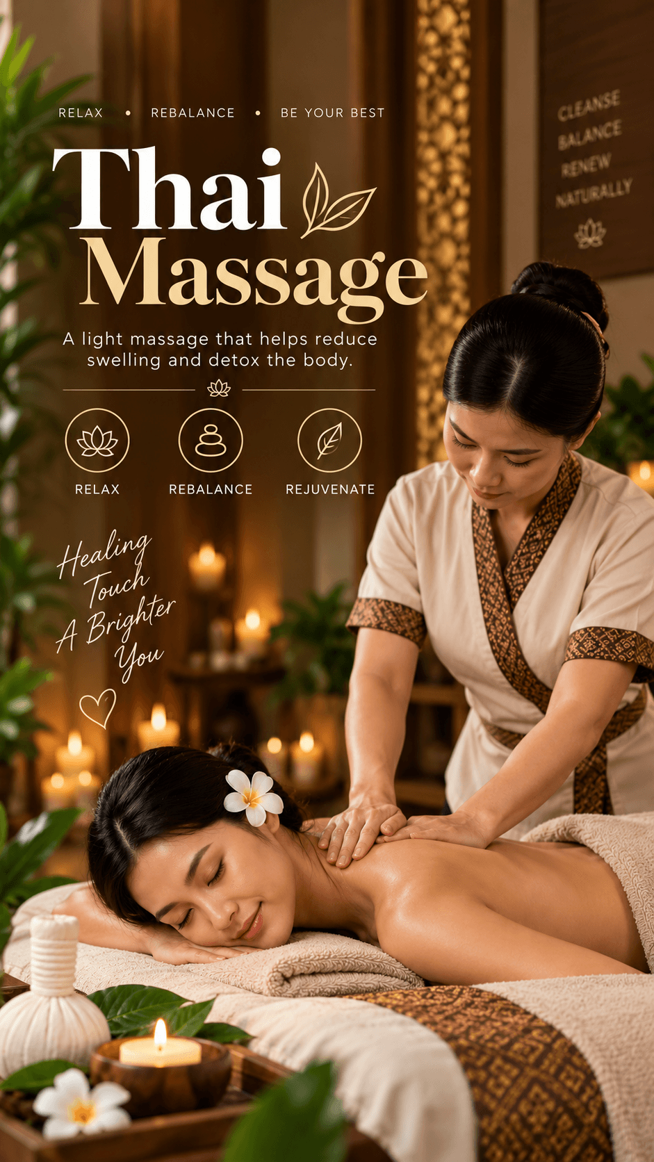 Therapist performing a traditional Thai massage