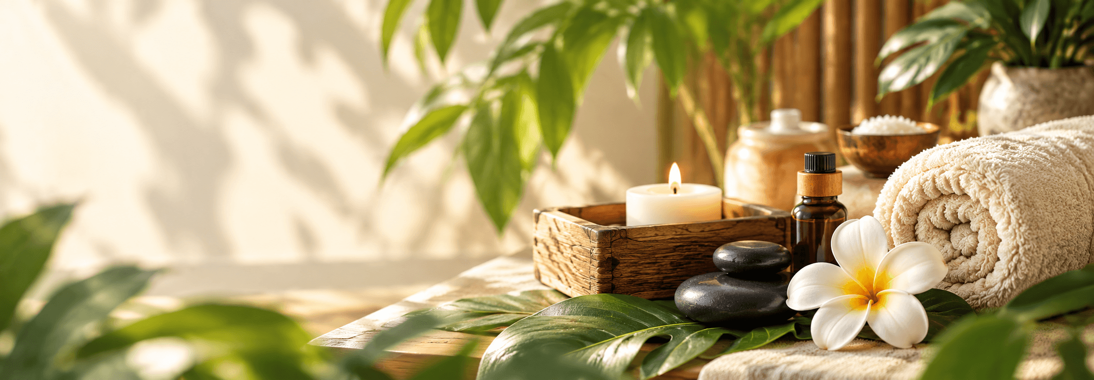 Spa still life with candles and flowers