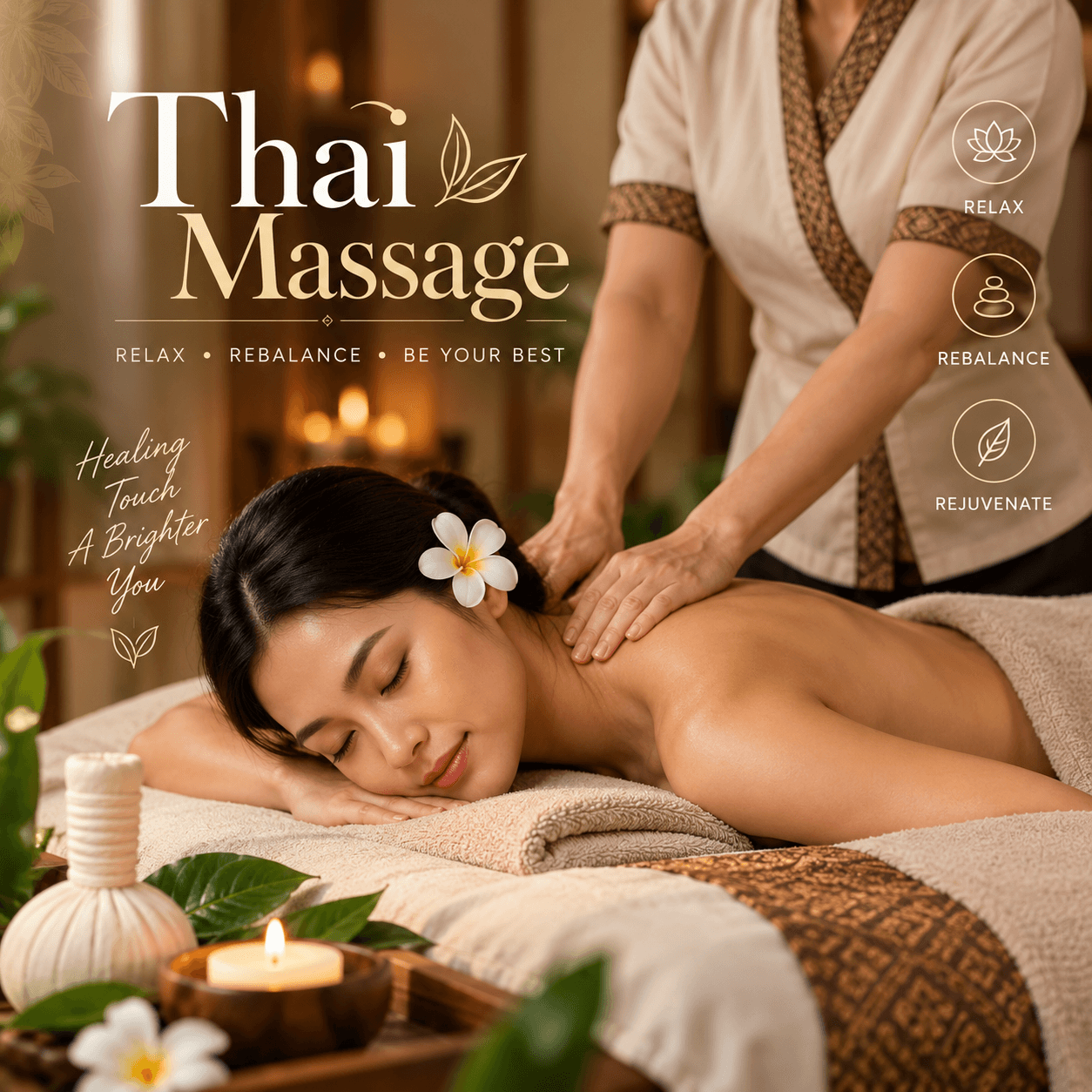 Therapist performing a traditional Thai massage